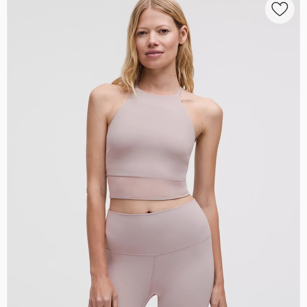lululemon Nulu High-Neck Mesh-Hem Tank Top, B/C Cup, Mauve Grey, Small